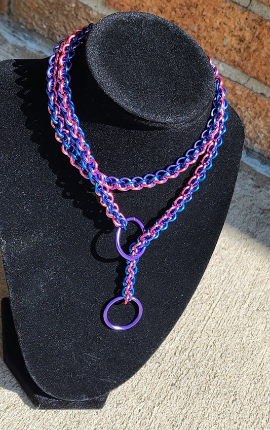 Bi Pride Stripes Lariat "Choke" Chain