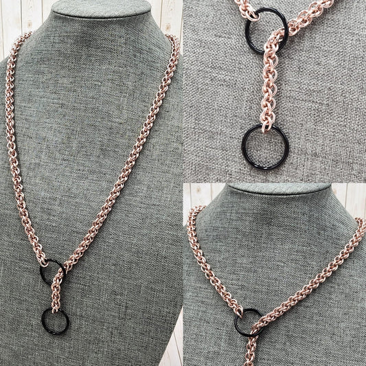 Solid Faux Rose Gold Lariat "Choke" Chain