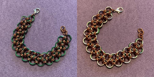 Green and Faux Rose Gold Reversible Japanese Lace Bracelet