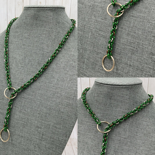 Green with neutrals Lariat "Choke" Chain