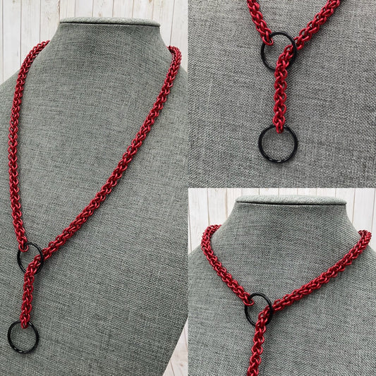 Solid Red w/Black Lariat "Choke" Chain