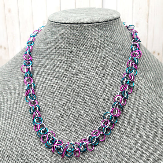 Teal / hot pink shaggy chain