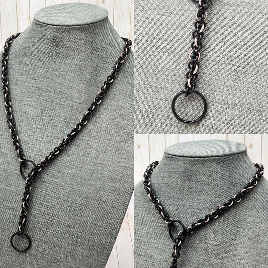 Black and Faux Rose Gold Limited Edition Lariat "Choke" Chain