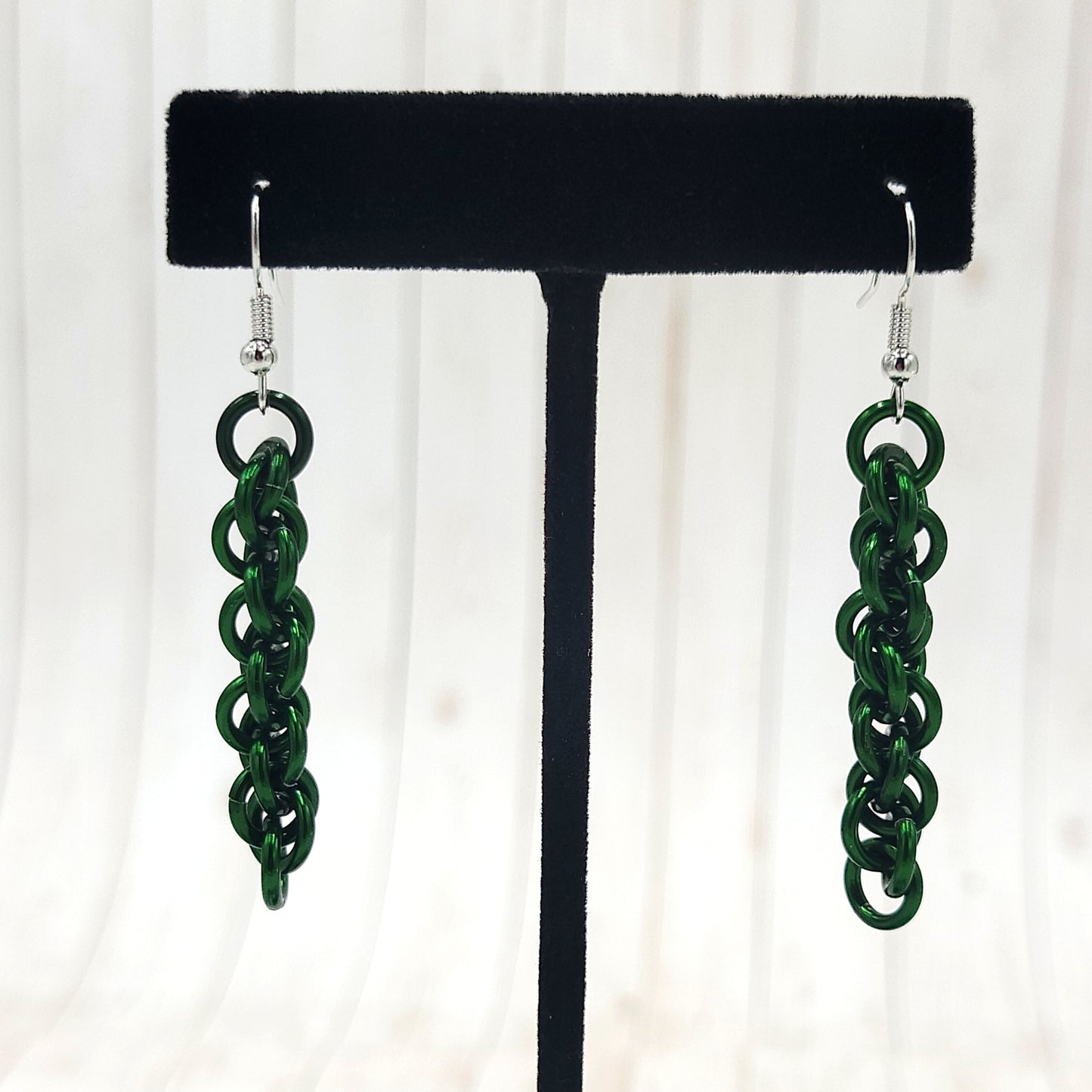 Solid Dark Green Twist Earrings
