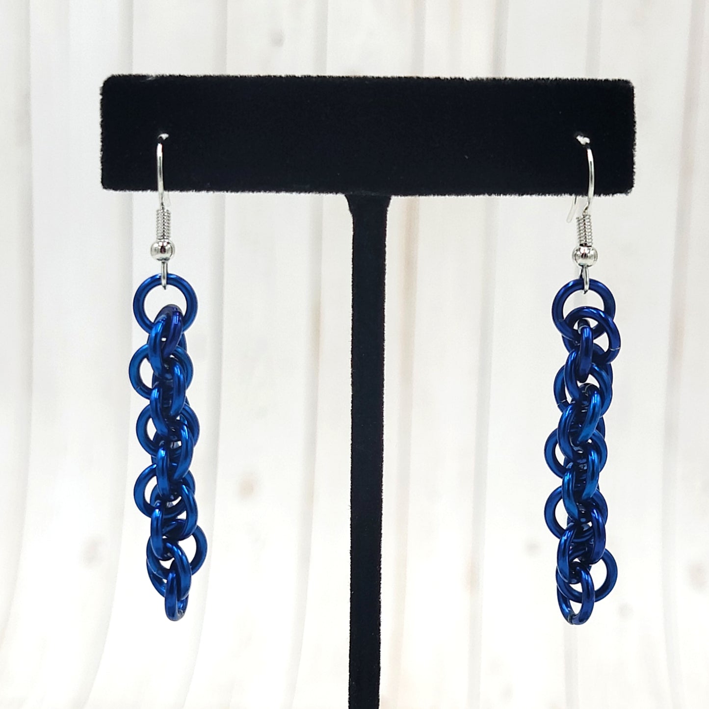 Solid Dark Blue Twist Earrings