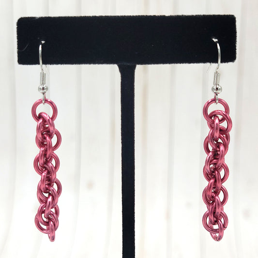 Solid Rose Pink Twist Earrings