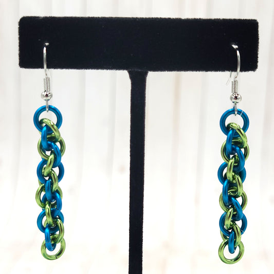Light Green and Turquoise Blue Twist Earrings