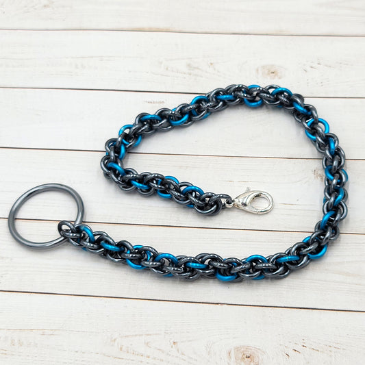 Gunmetal and Turquoise Lariat Style Bracelet / Anklet