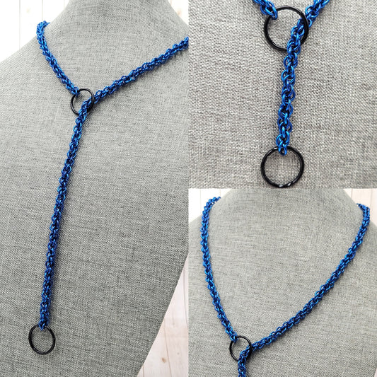Solid Blue Lariat "Choke" Chain