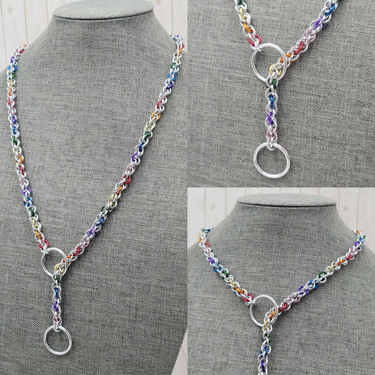 Silver Rainbow Lariat "Choke" Chain